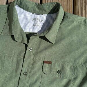 Orvis Button Up XXL Green Hiking Gorpcore Dadcore Workwear Fishing Shirt 3216